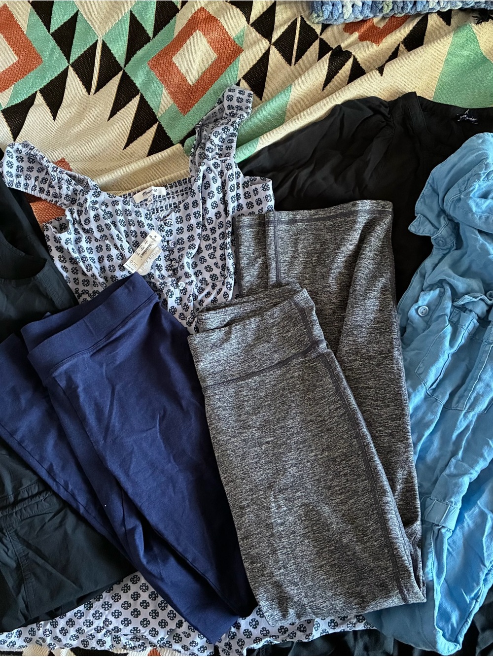 Athleta Black Jumpsuit size small bundle, Madewell floral dress, aerie leggings